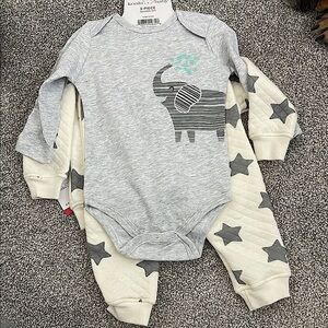 Koala baby Gray Elephant Onesie and Star Pants Set